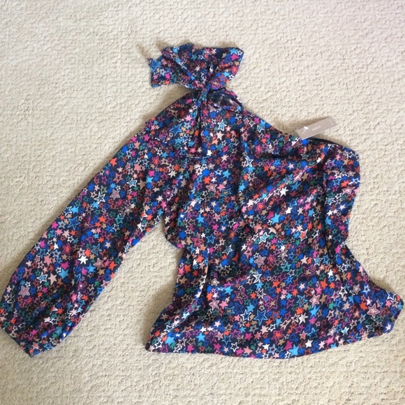 J. Crew long sleeve one shoulder star blouse - Picture 2 of 8